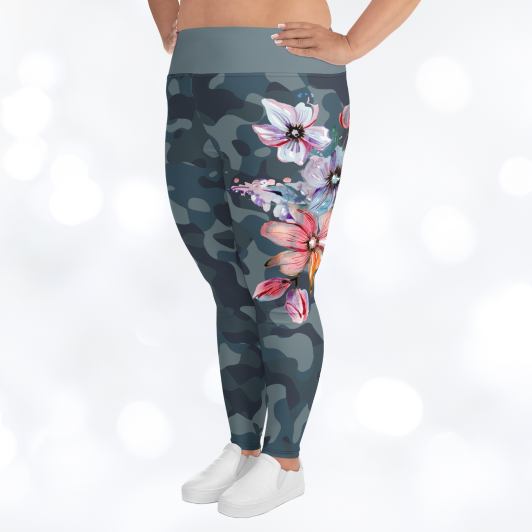 CAMOUFLAGE FLOWER Plus Size Leggings