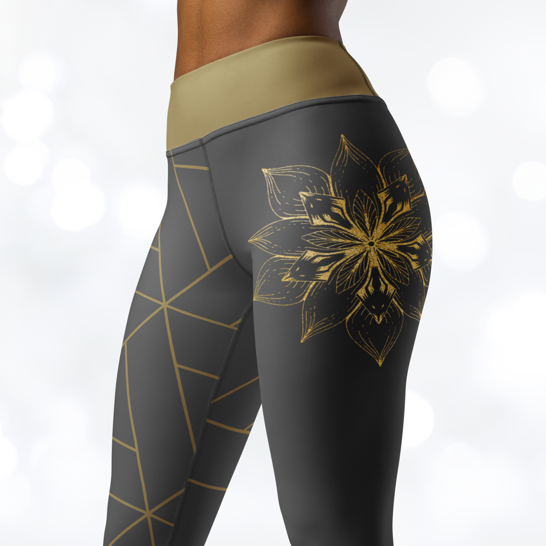 Golden Flower Yoga Leggings