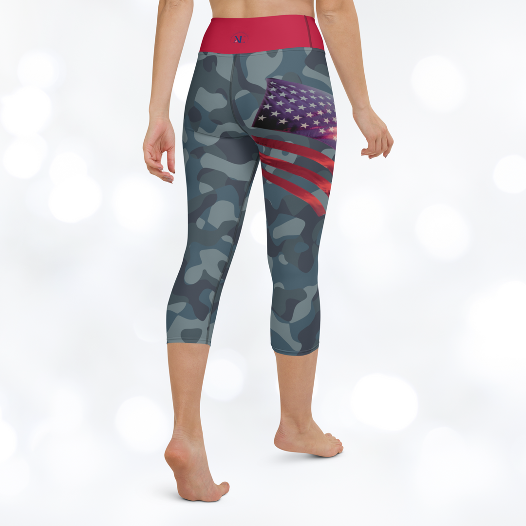 American Flag Camouflage Yoga Capri Leggings