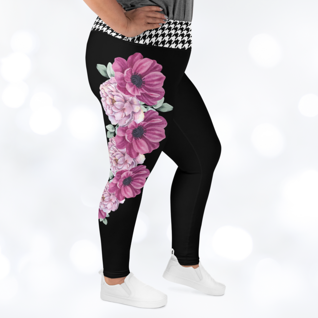 BLOOM HOUNDSTOOTH Plus Size Leggings