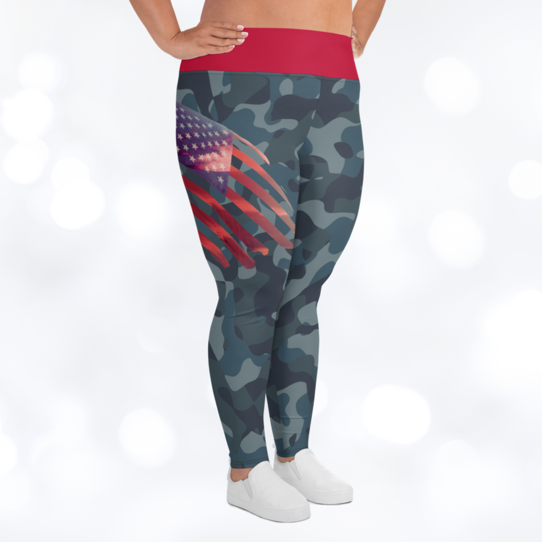 AMERICAN FLAG CAMOUFLAGE Plus Size Leggings