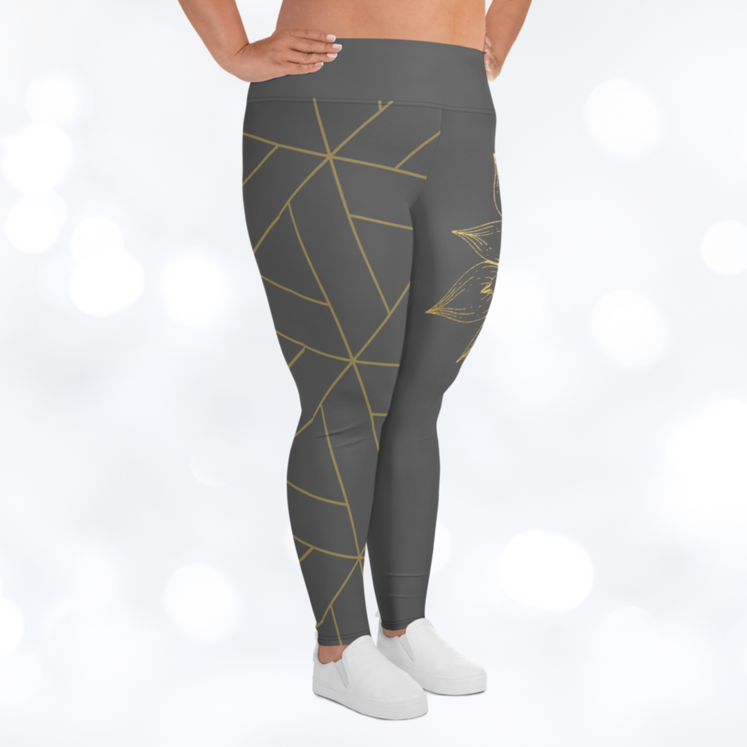 GOLDEN FLOWER II Plus Size Leggings