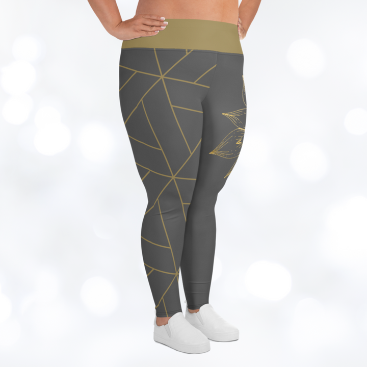 GOLDEN FLOWER Plus Size Leggings