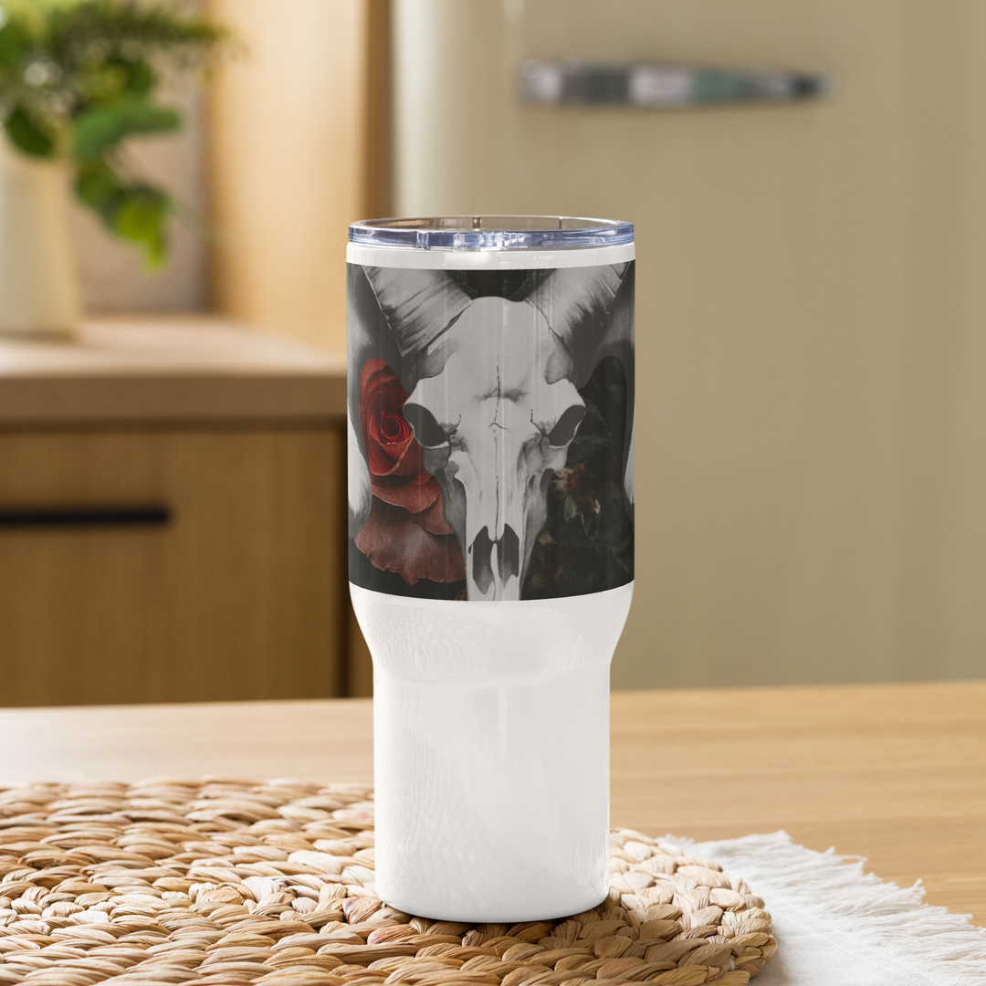 SKULL AND ROSE Tumbler with Handle